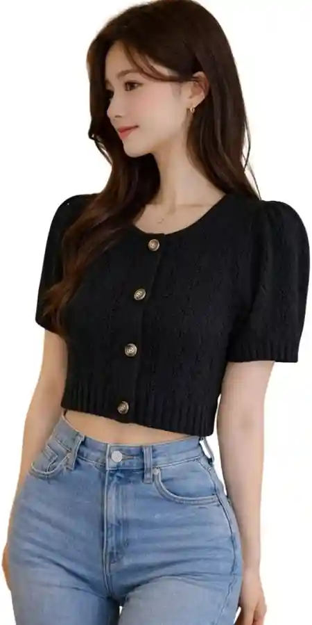 MYSTIFY Women's Cropped Knit Top